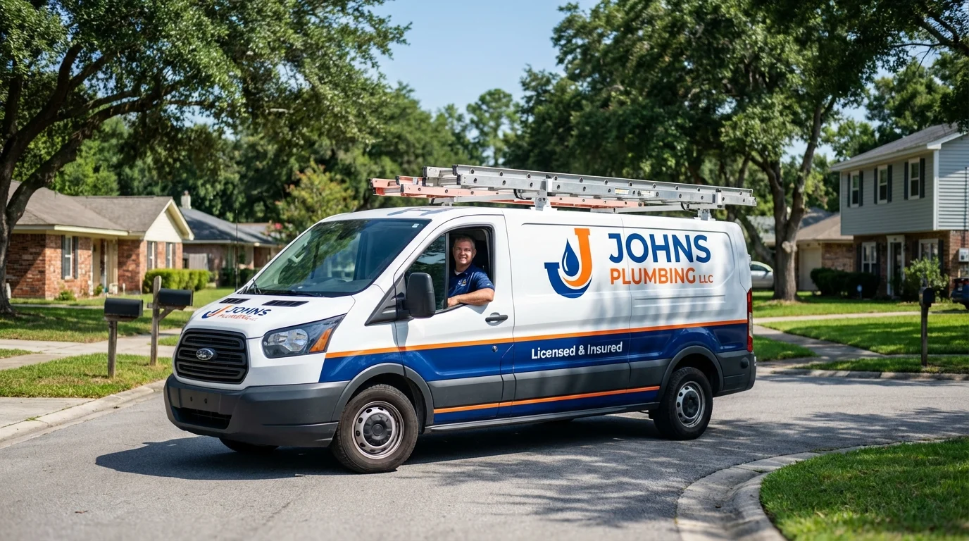 Johns Plumbing LLC service van in Huntingtown, MD