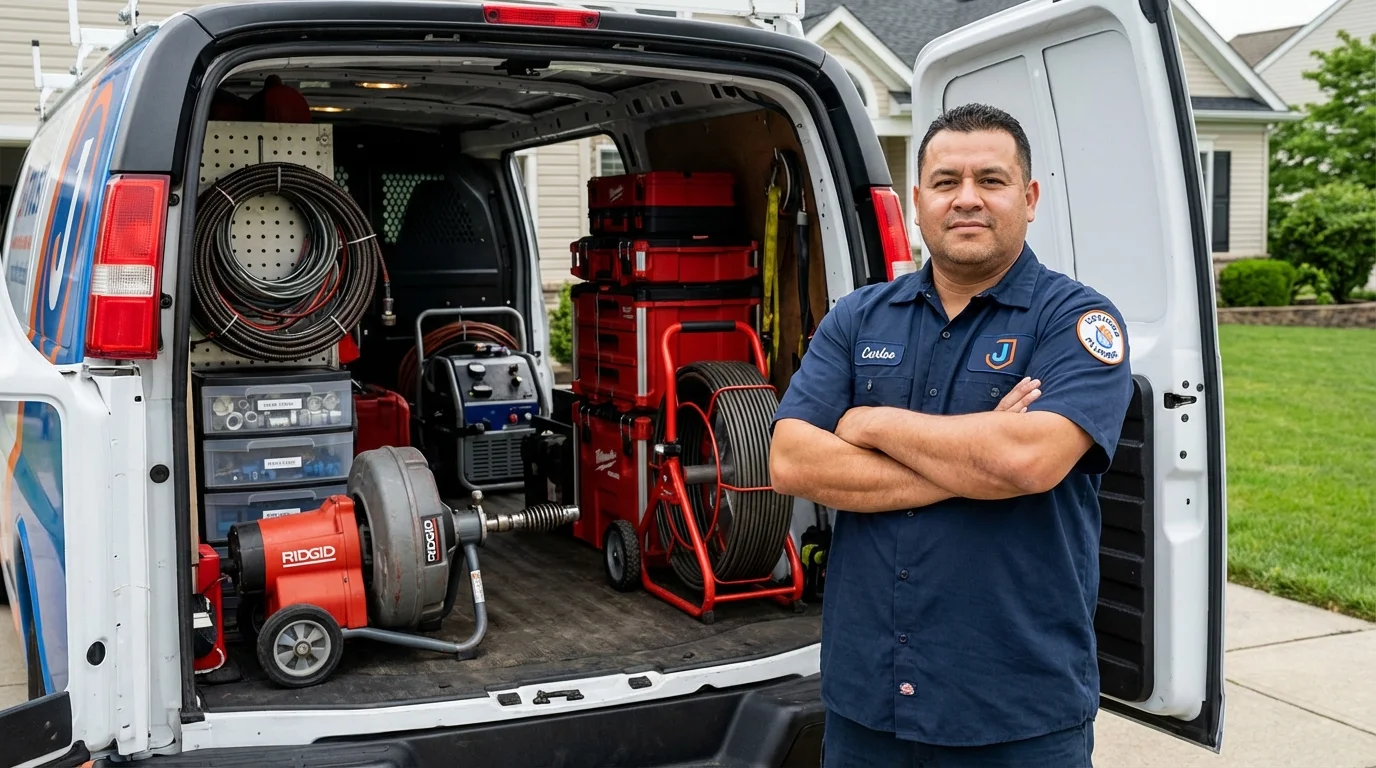 Professional drain cleaning equipment and Johns Plumbing LLC plumber in Huntingtown
