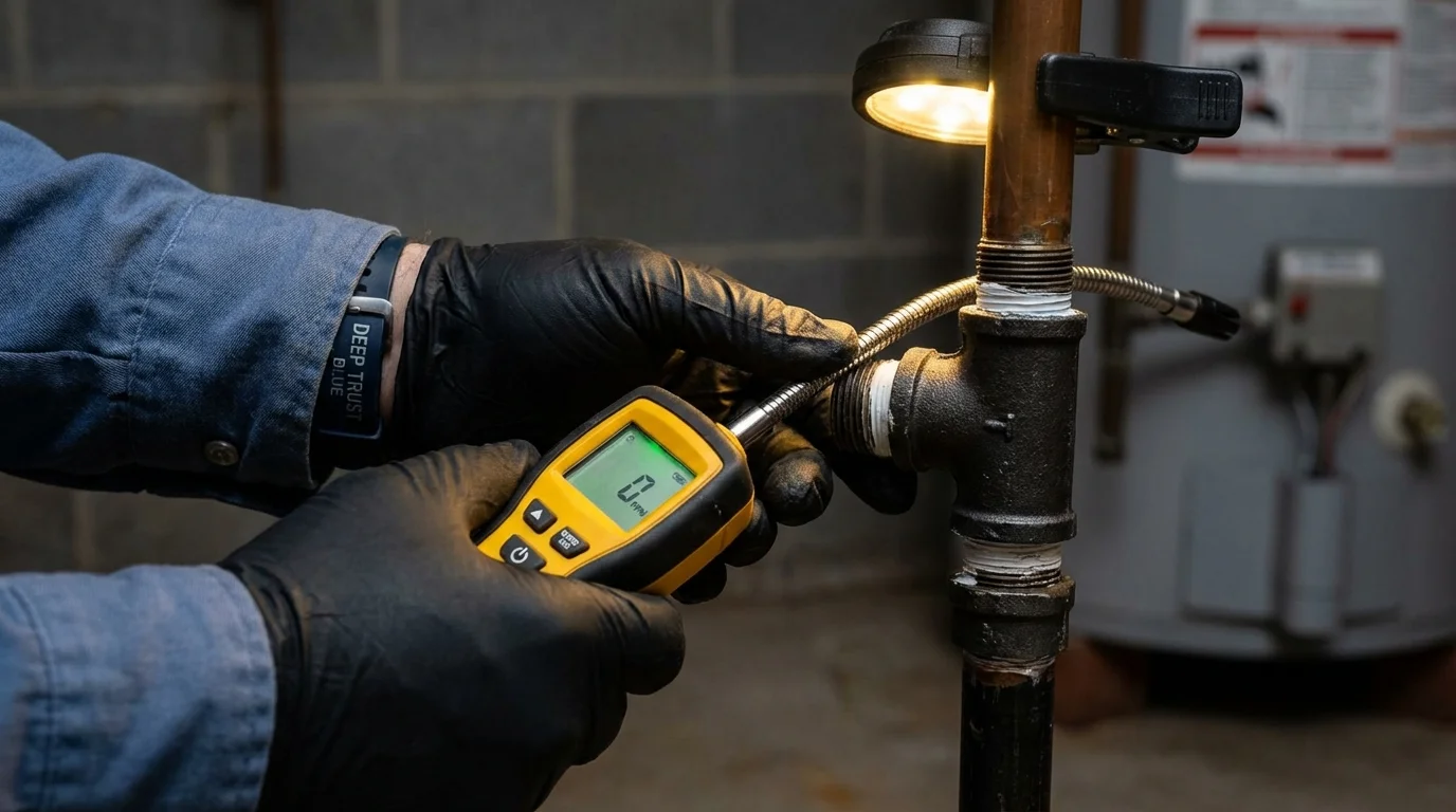 Gas leak detection with electronic sniffer by Johns Plumbing LLC in Huntingtown